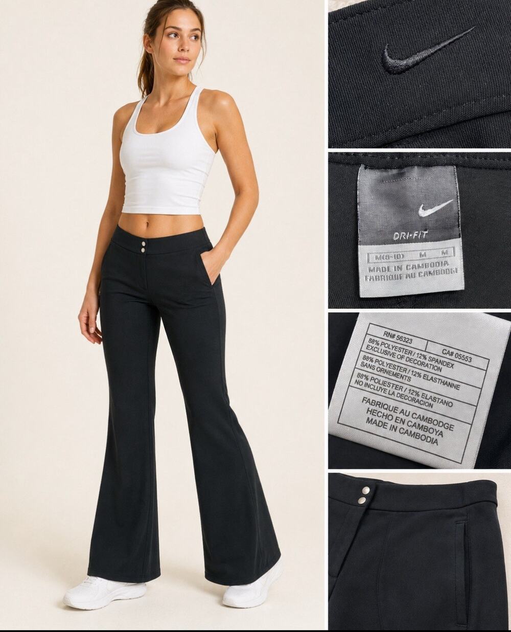 Athleisure Nike Dri-Fit Women's High Rise Flare Pants Size M Black Performance